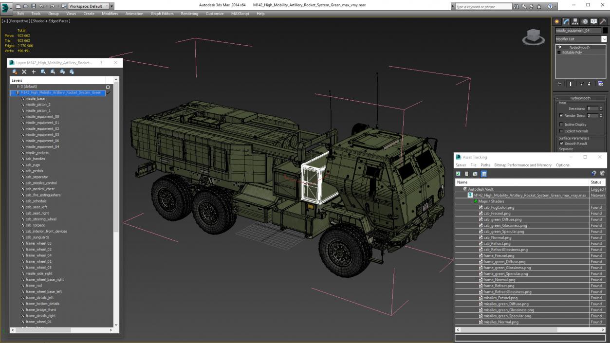 3D M142 High Mobility Artillery Rocket System Green model