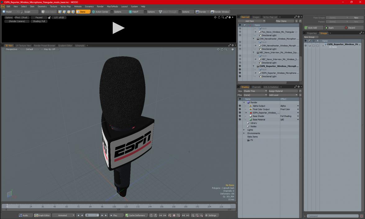 ESPN Reporter Wireless Microphone Triangular 3D model