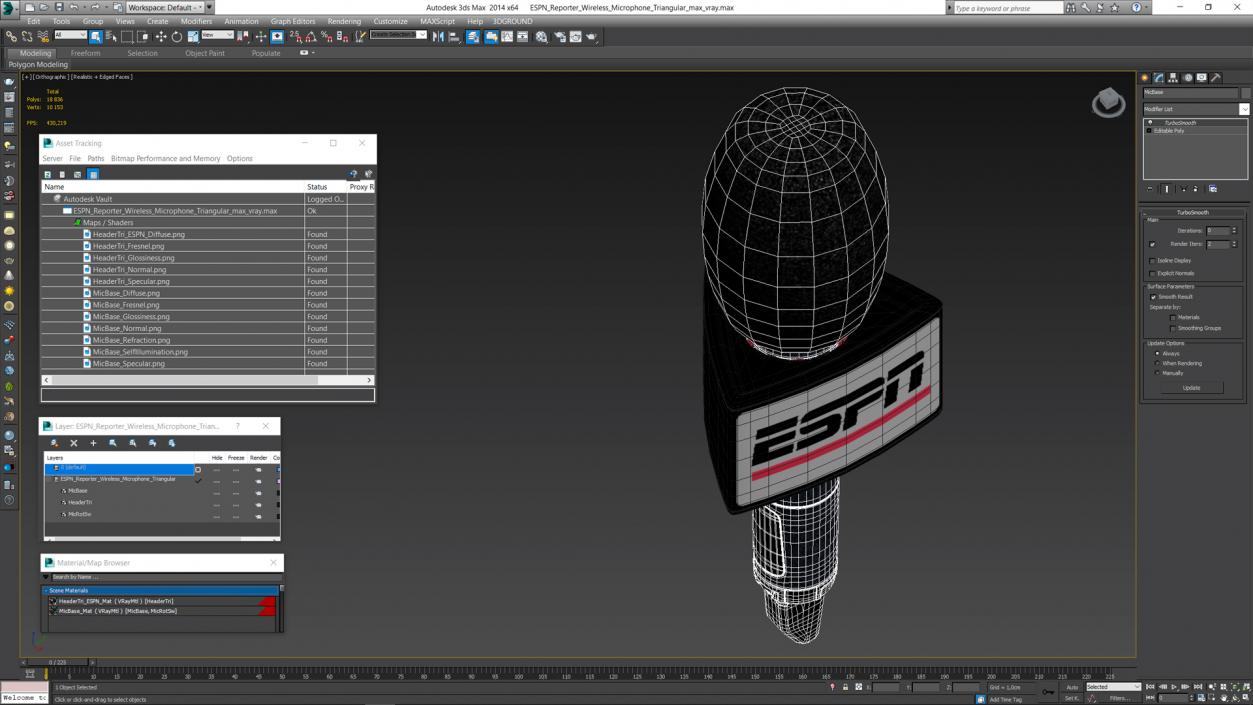 ESPN Reporter Wireless Microphone Triangular 3D model