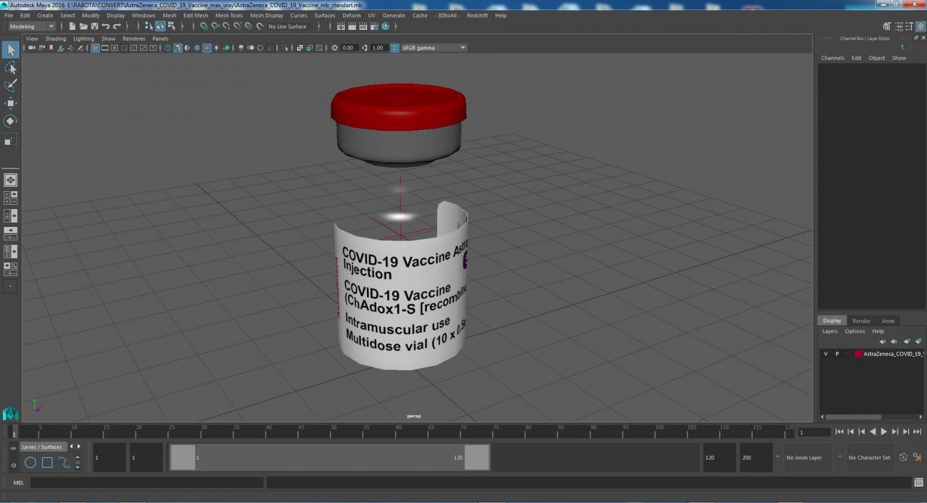 3D AstraZeneca COVID 19 Vaccine model