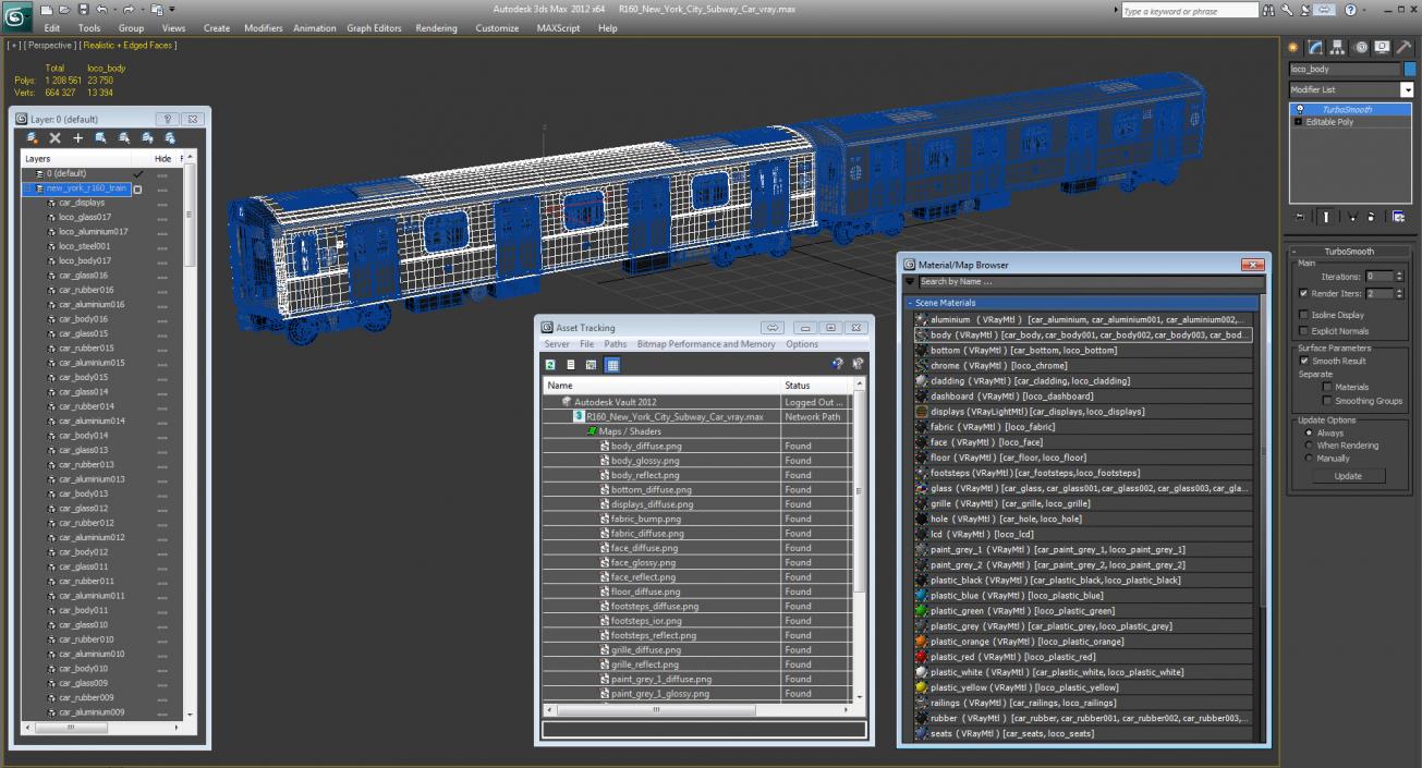 R160 New York City Subway Car 3D model