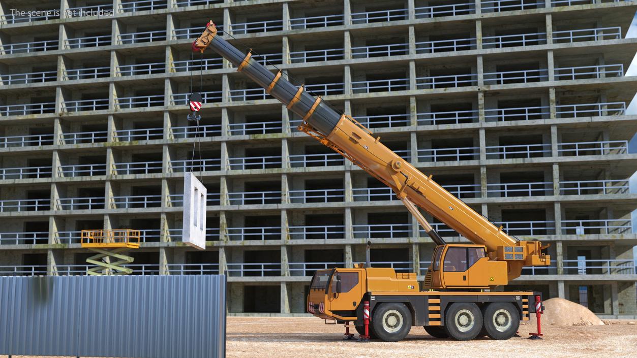 3D Compact Crane Liebherr with Concrete Wall Rigged model