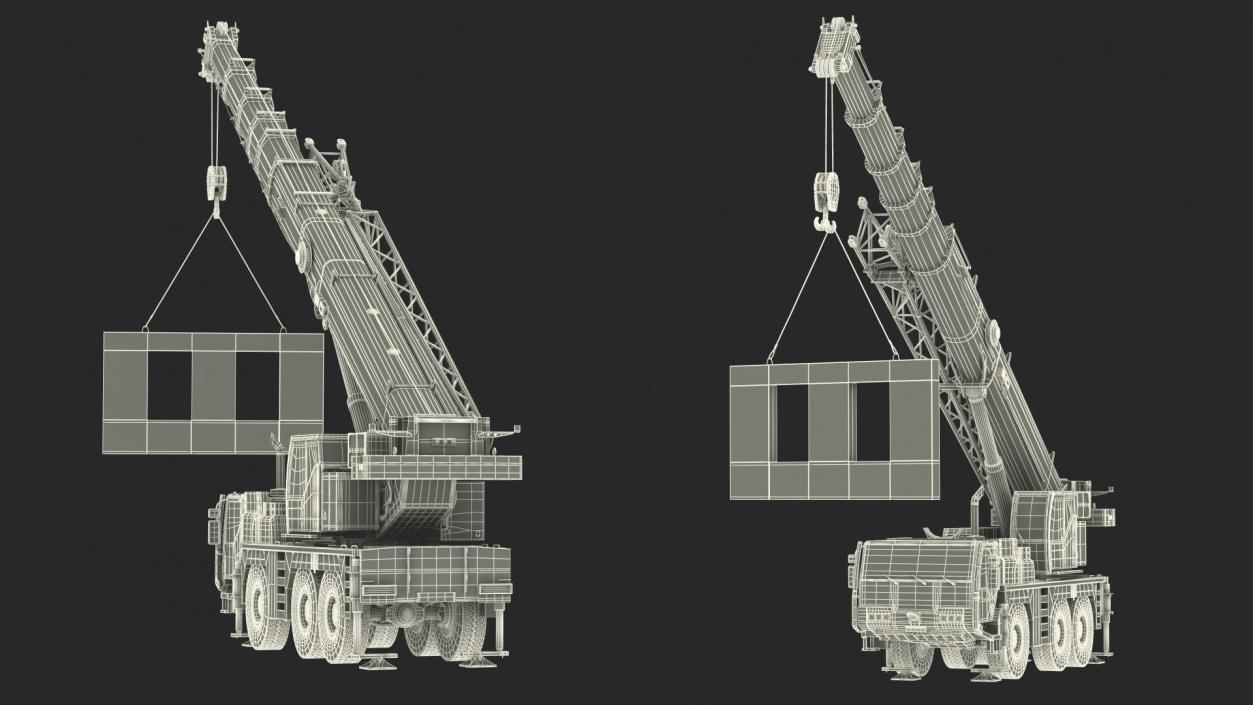 3D Compact Crane Liebherr with Concrete Wall Rigged model