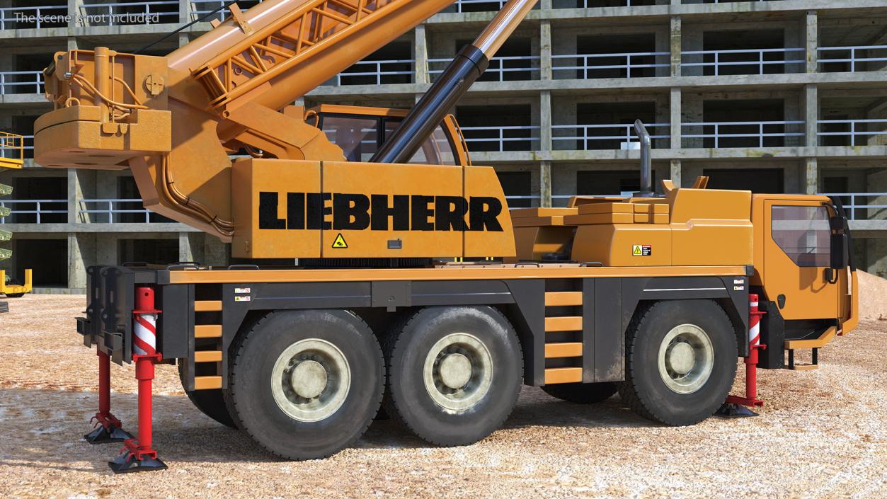 3D Compact Crane Liebherr with Concrete Wall Rigged model