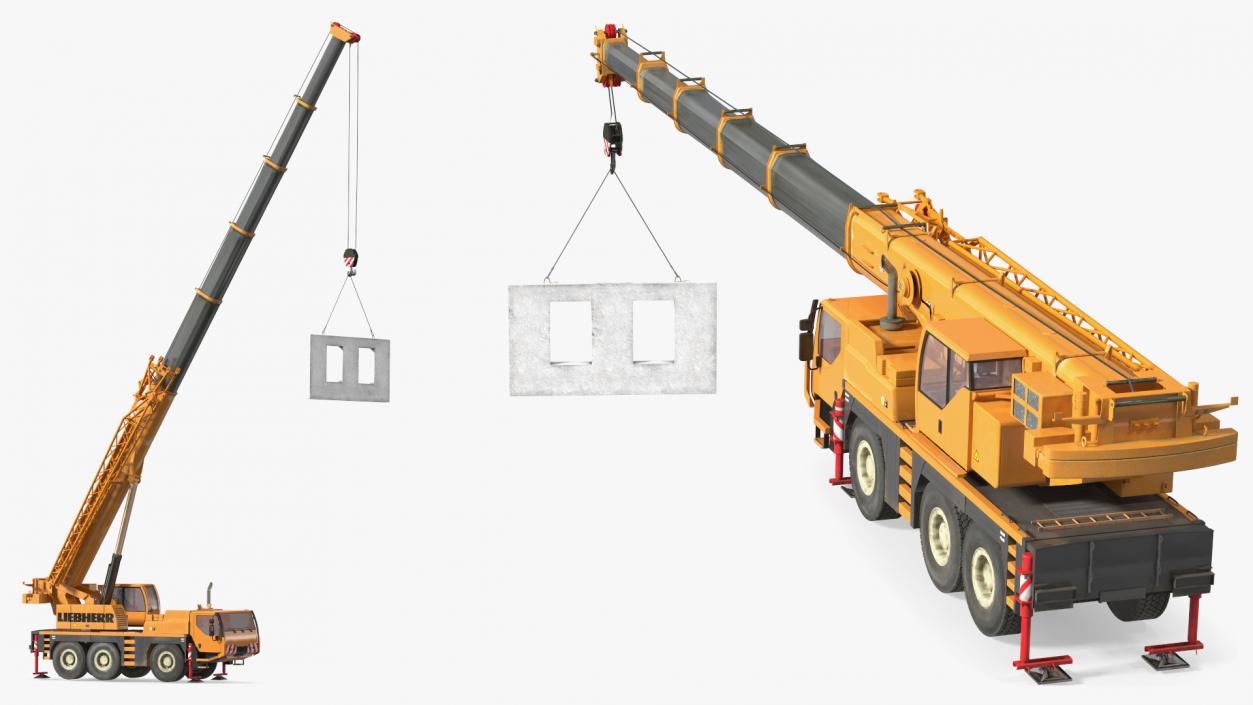 3D Compact Crane Liebherr with Concrete Wall Rigged model