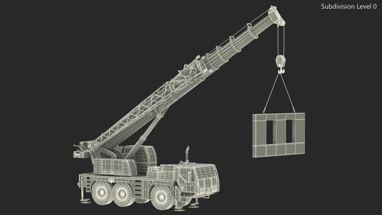 3D Compact Crane Liebherr with Concrete Wall Rigged model