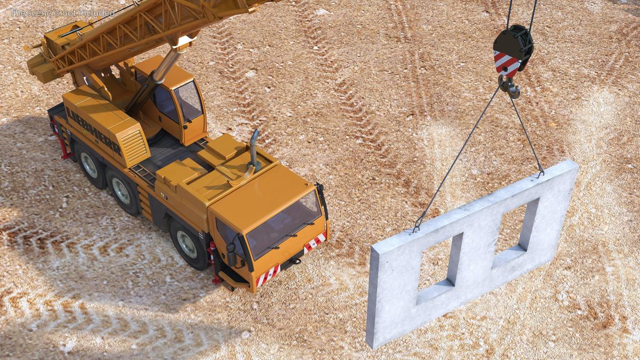 3D Compact Crane Liebherr with Concrete Wall Rigged model