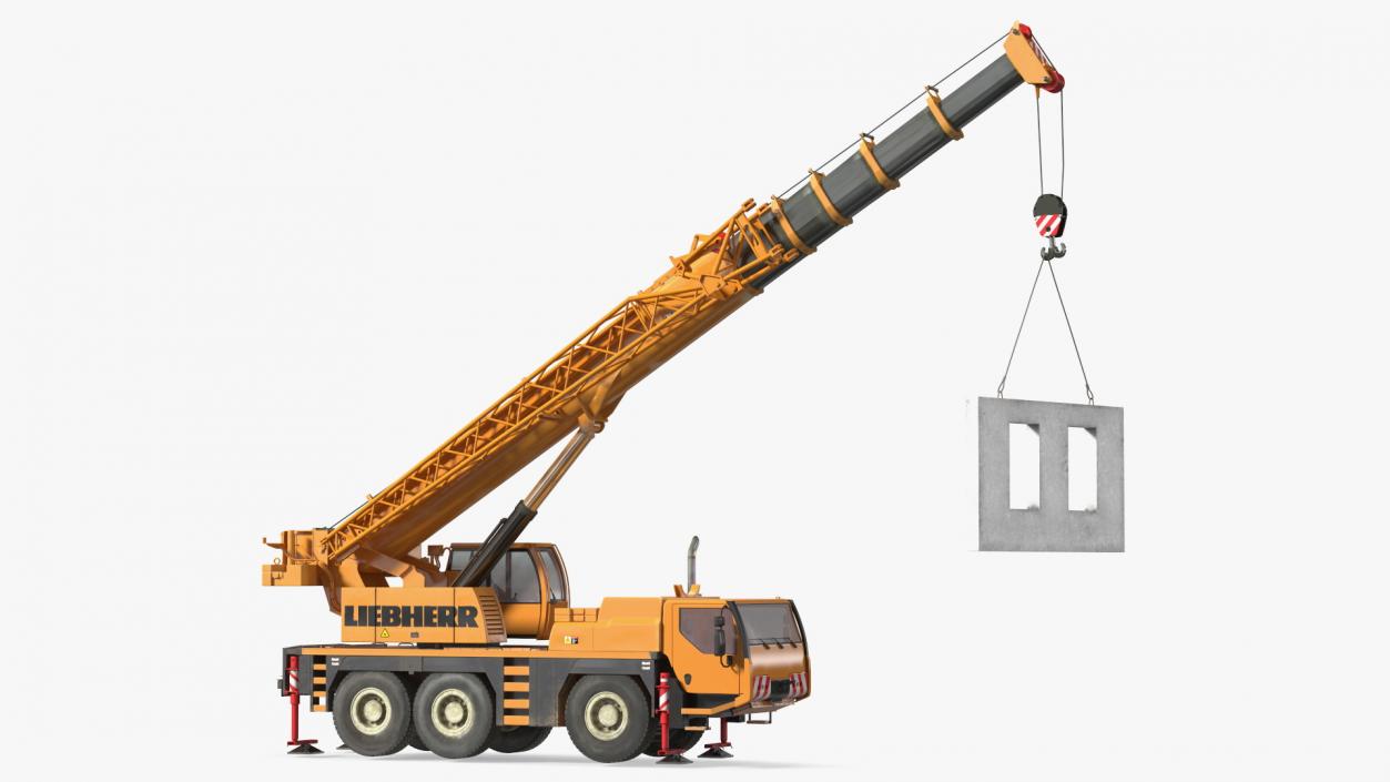 3D Compact Crane Liebherr with Concrete Wall Rigged model