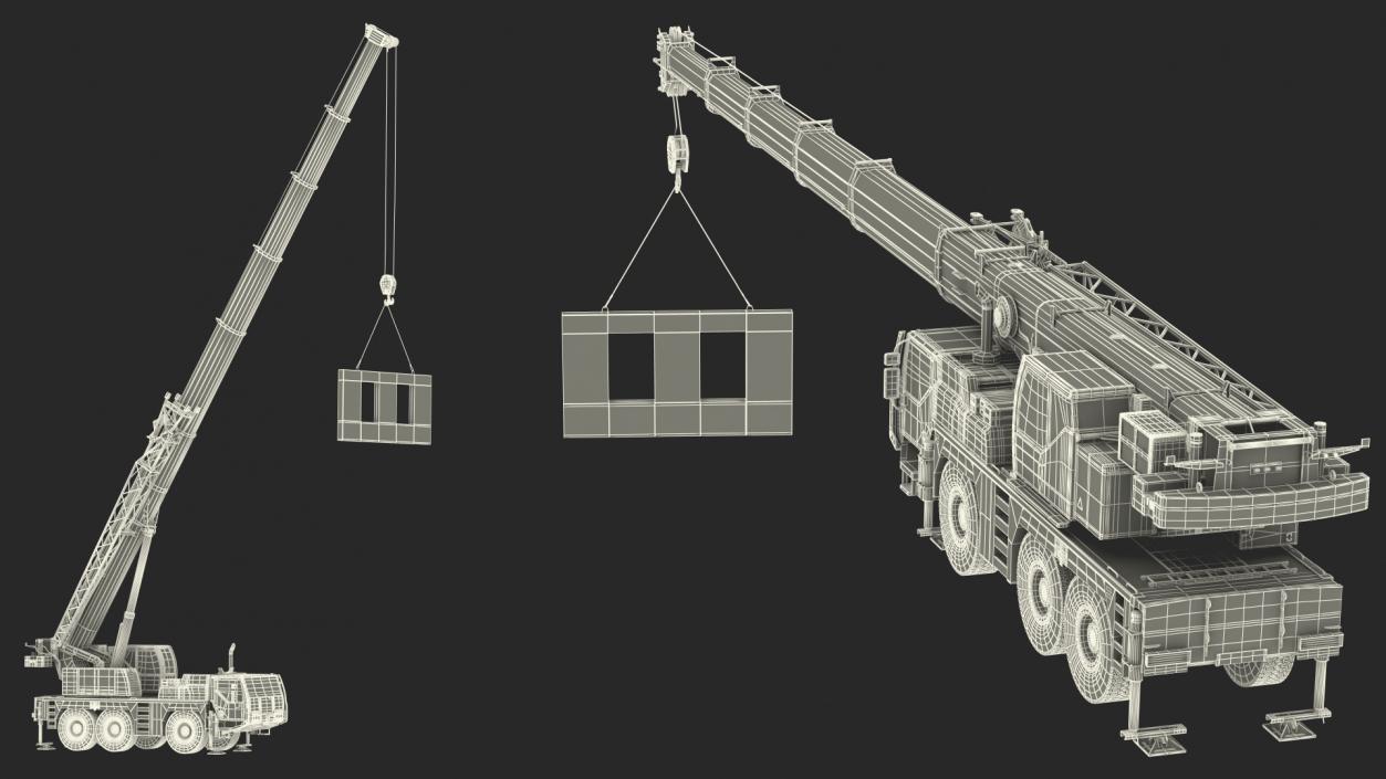 3D Compact Crane Liebherr with Concrete Wall Rigged model