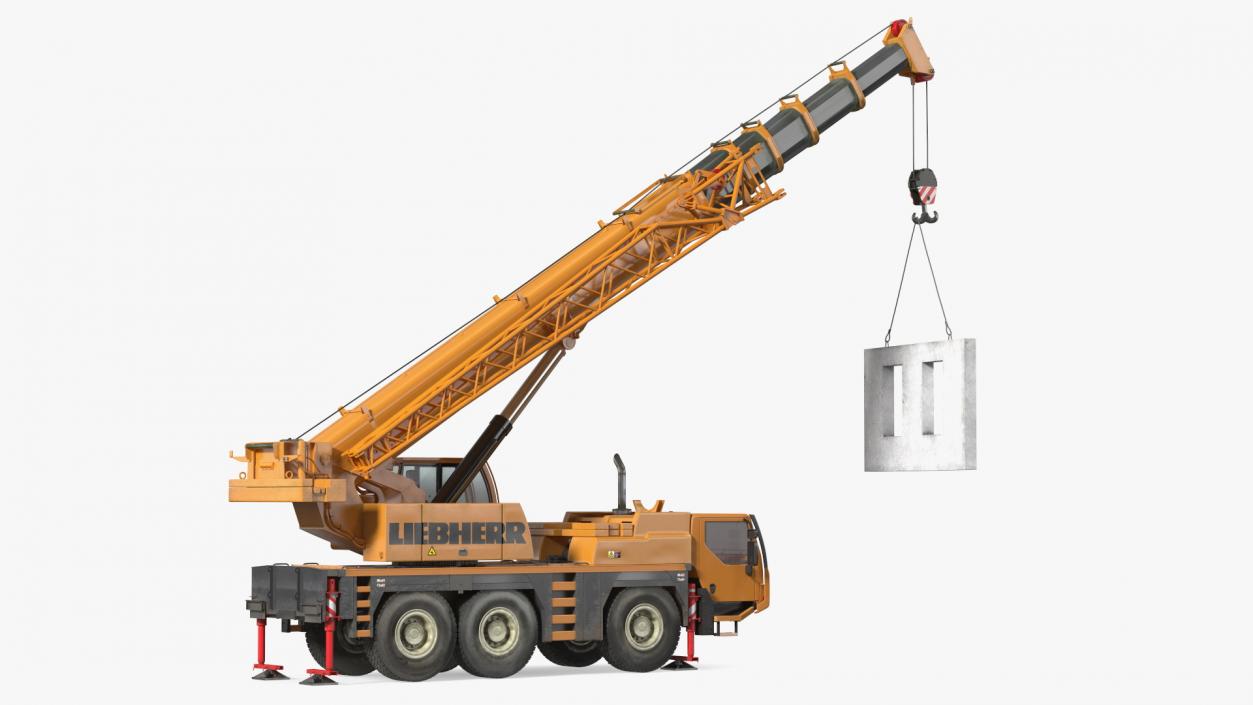 3D Compact Crane Liebherr with Concrete Wall Rigged model