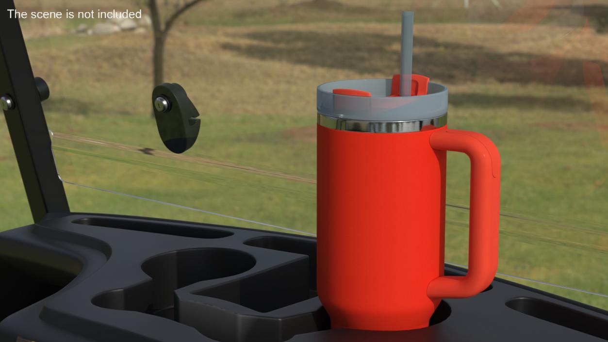 Travel Tumbler with Lid and Straw Red 3D