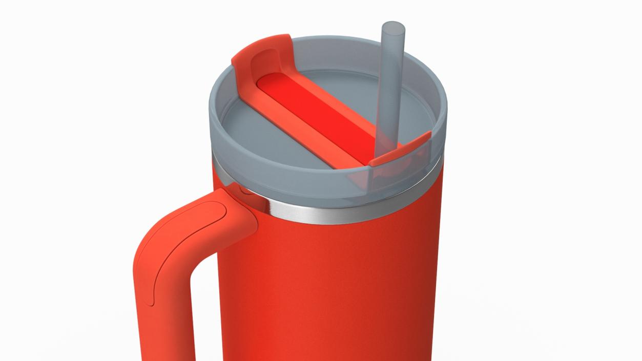 Travel Tumbler with Lid and Straw Red 3D