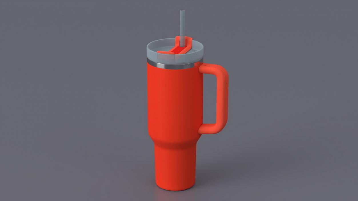 Travel Tumbler with Lid and Straw Red 3D