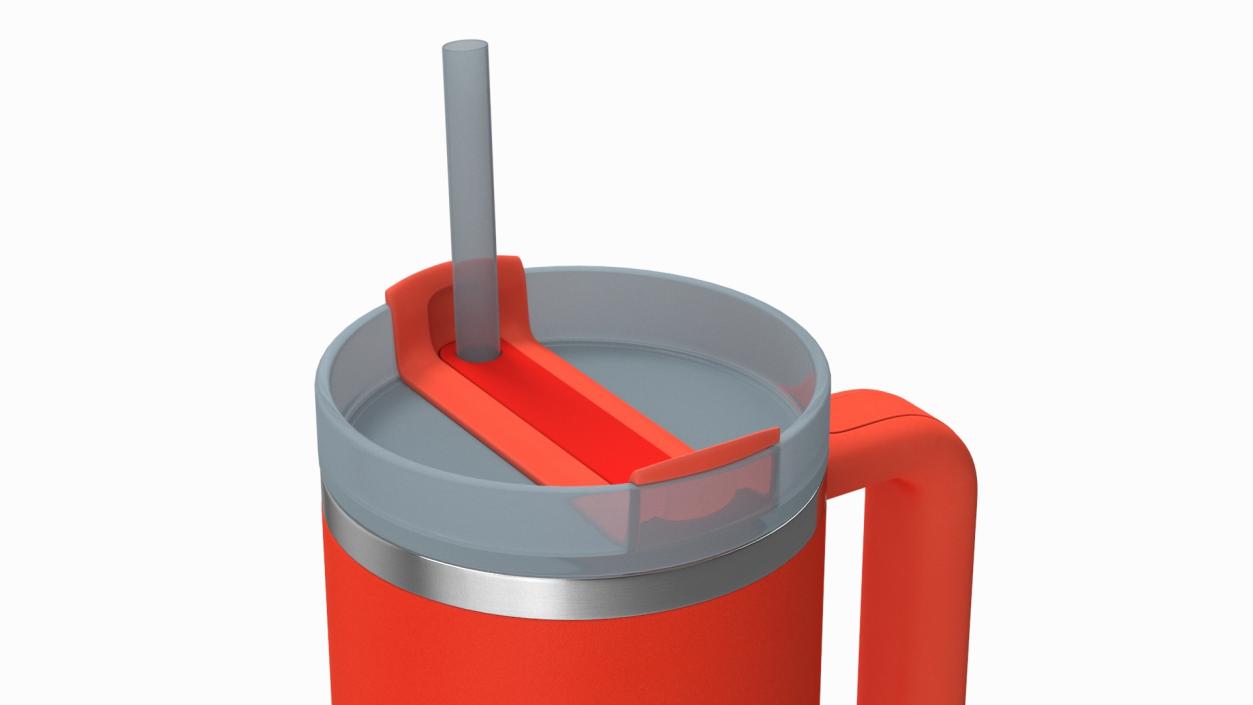 Travel Tumbler with Lid and Straw Red 3D