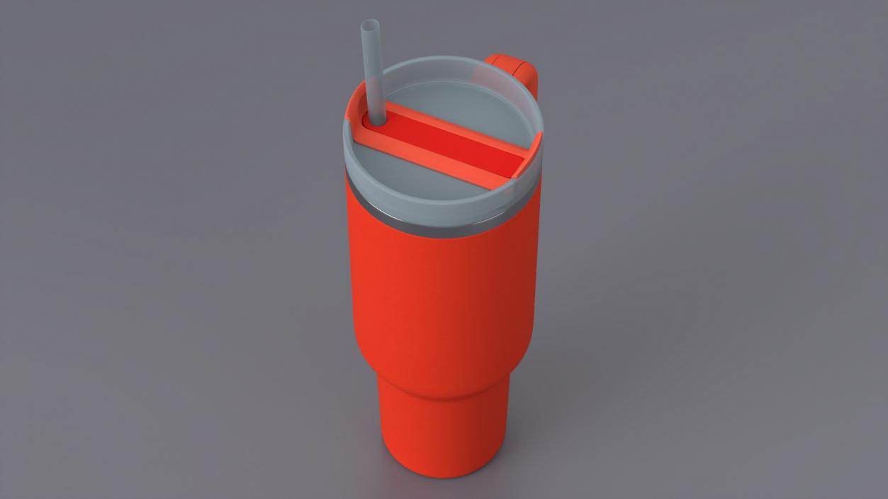 Travel Tumbler with Lid and Straw Red 3D