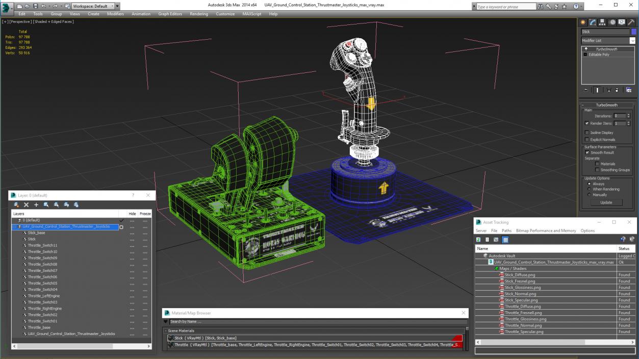 UAV Ground Control Station Thrustmaster Joysticks 3D model