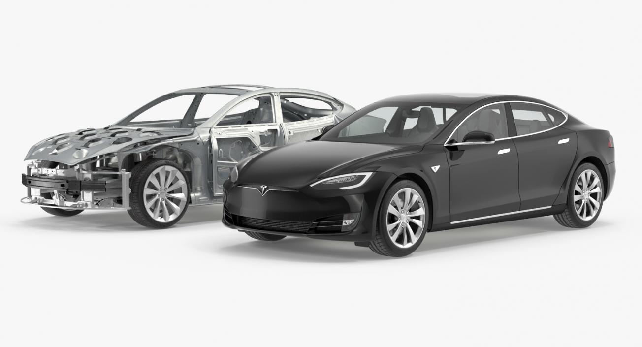 3D Tesla Model S and Frame Rigged Collection