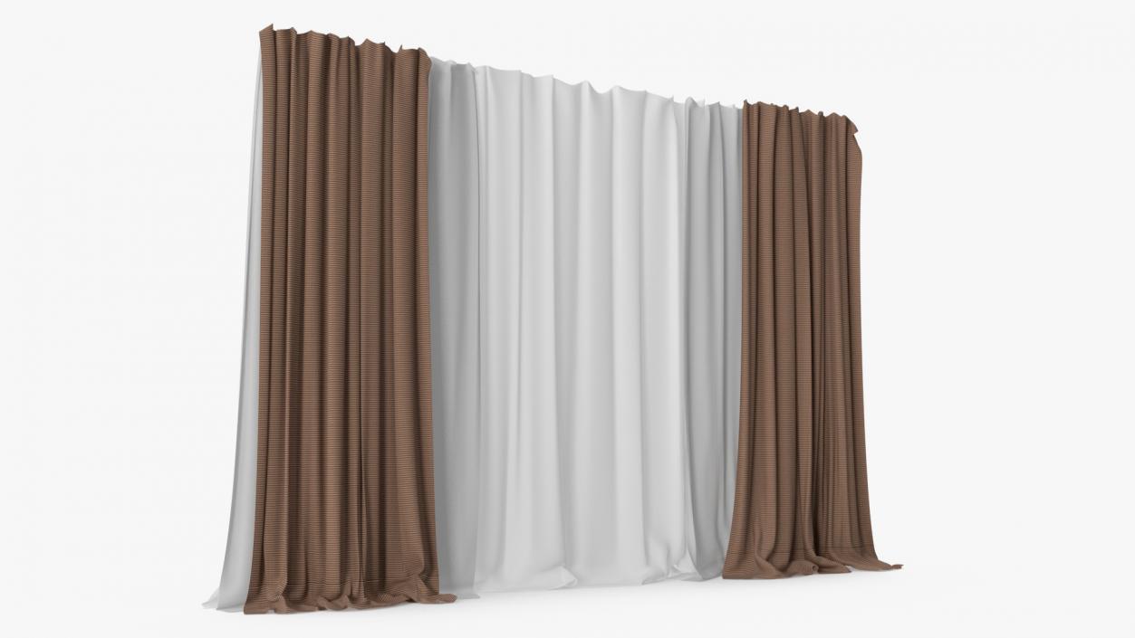 Window Curtain Set Cappuccino 3D model