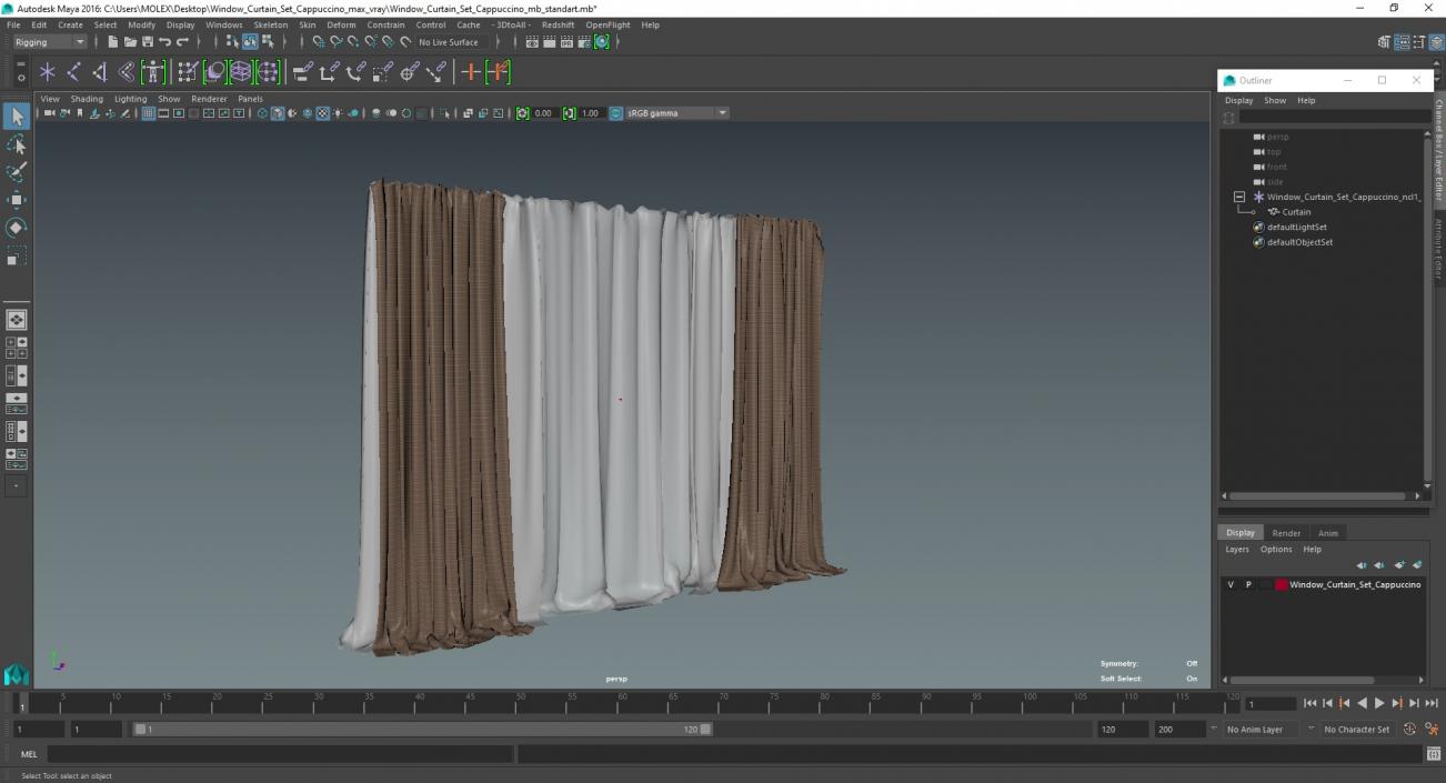 Window Curtain Set Cappuccino 3D model