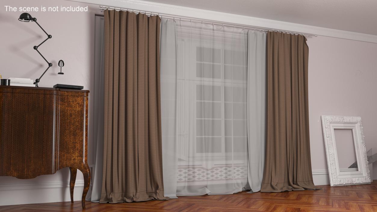 Window Curtain Set Cappuccino 3D model