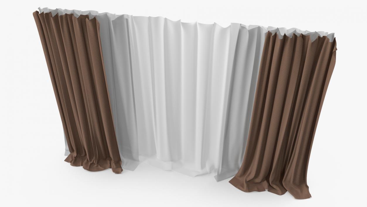 Window Curtain Set Cappuccino 3D model