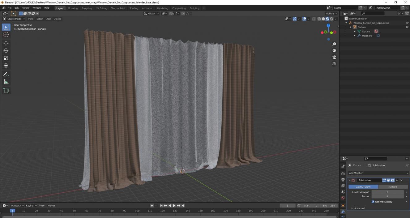 Window Curtain Set Cappuccino 3D model