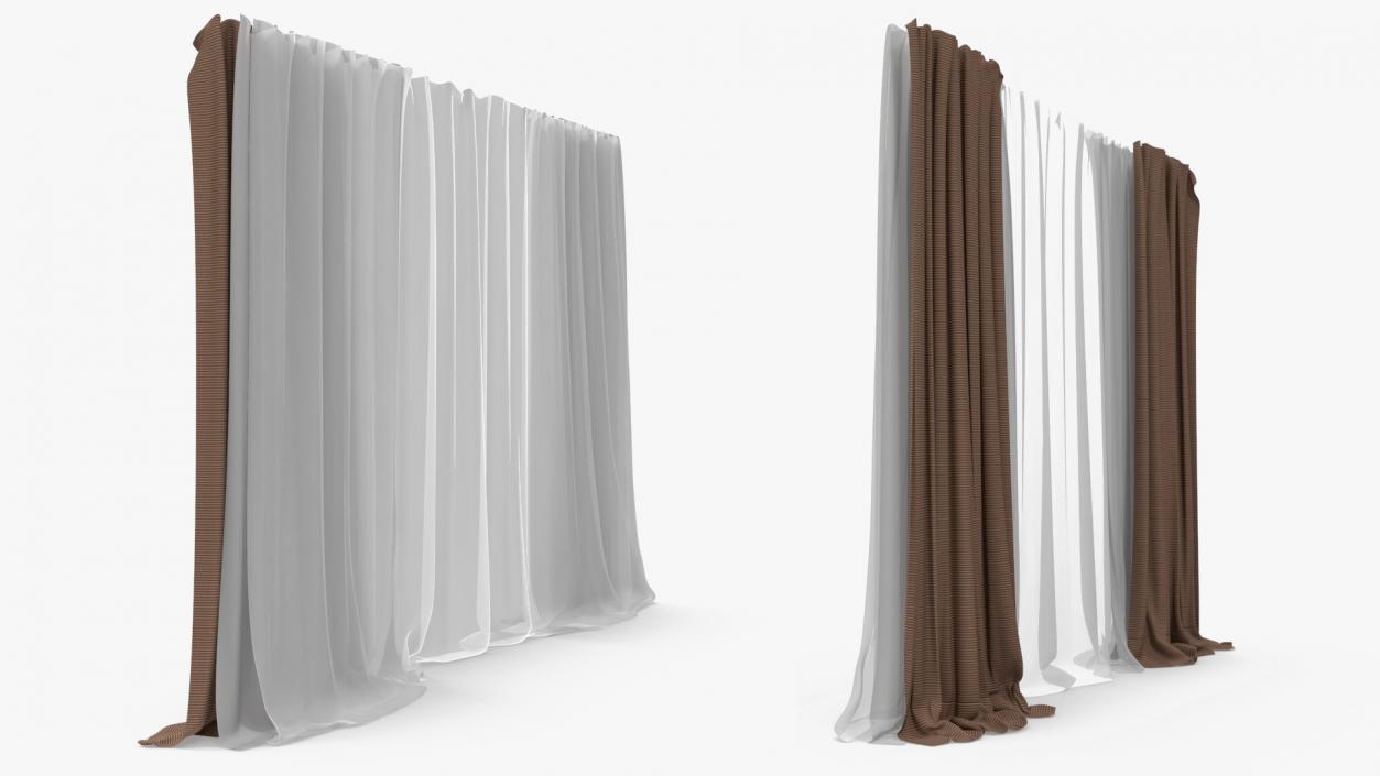 Window Curtain Set Cappuccino 3D model