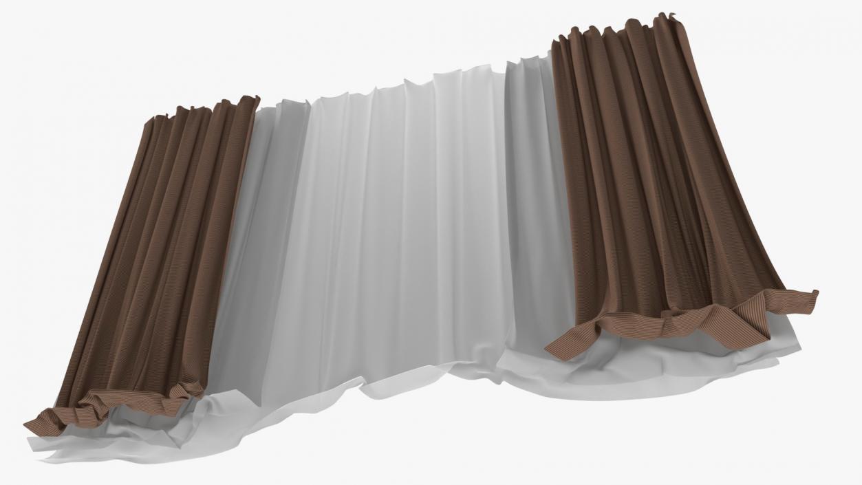 Window Curtain Set Cappuccino 3D model