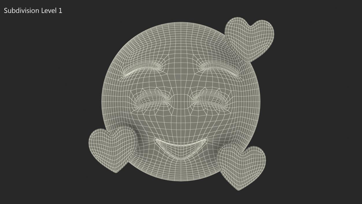 3D Smile Emoji With Hearts model