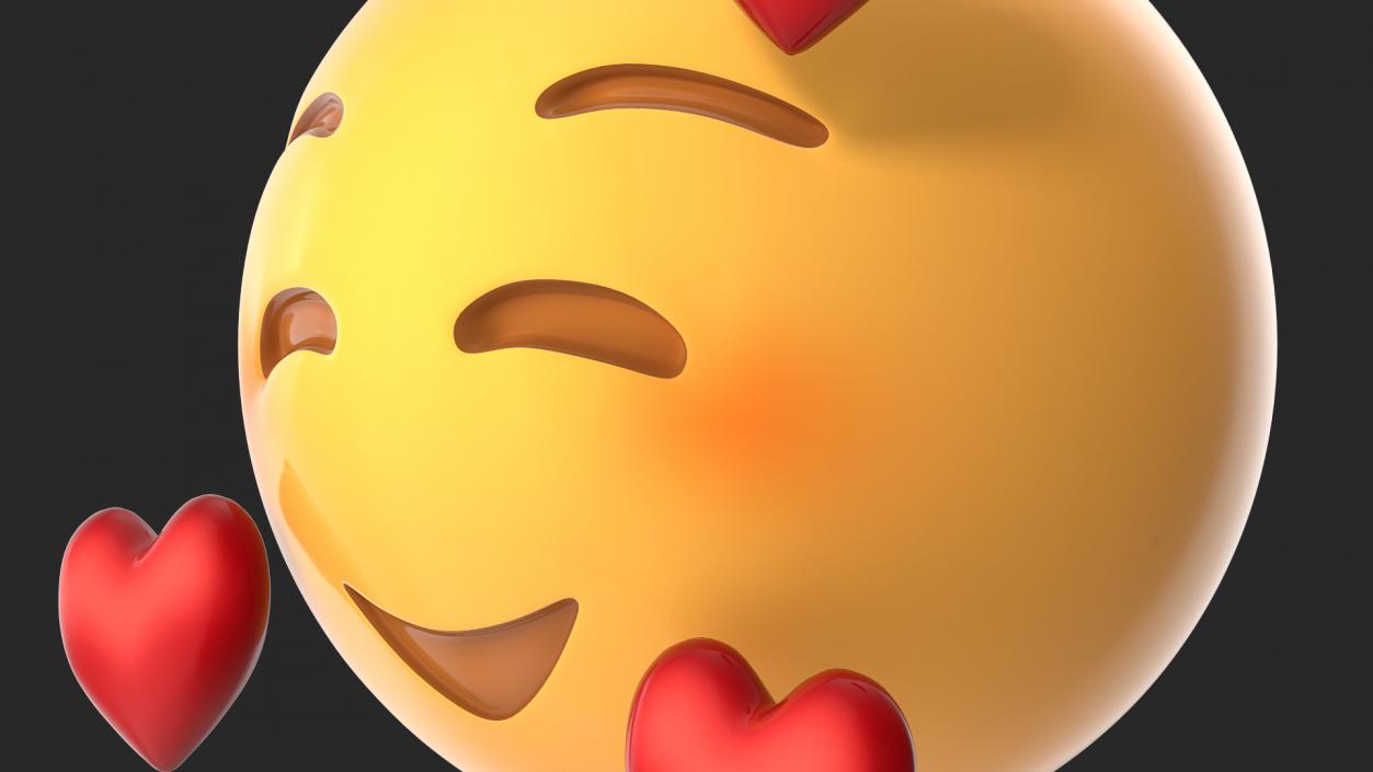 3D Smile Emoji With Hearts model