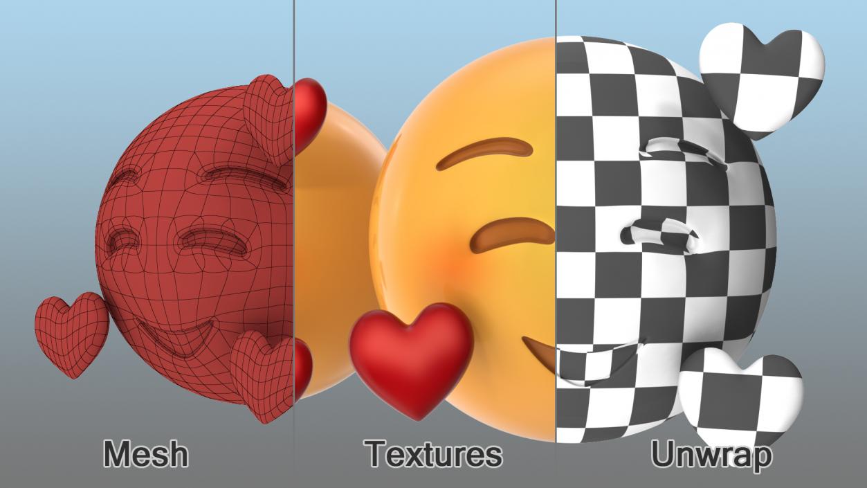 3D Smile Emoji With Hearts model