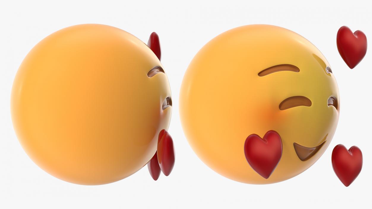 3D Smile Emoji With Hearts model