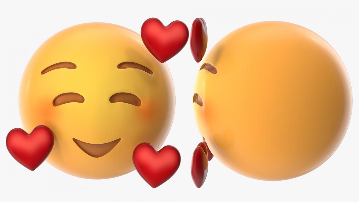 3D Smile Emoji With Hearts model