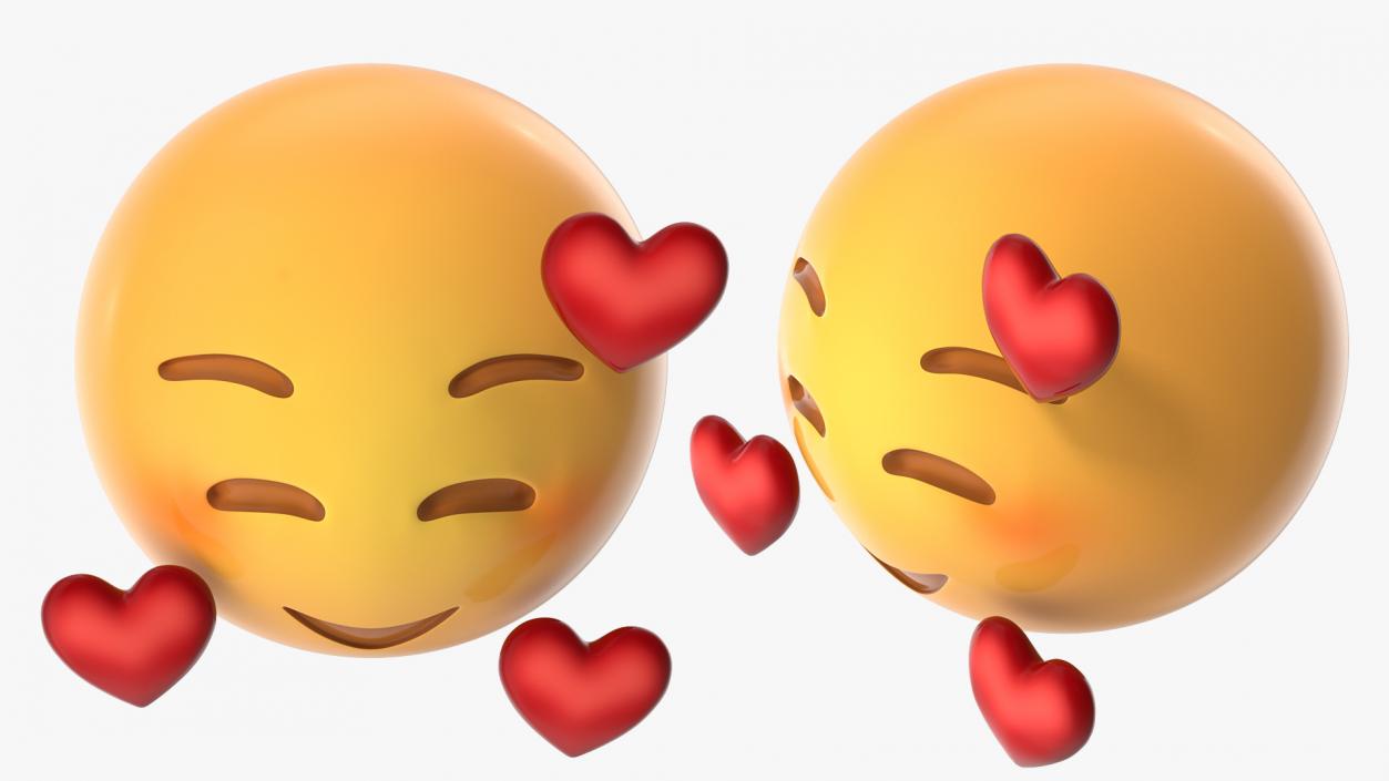 3D Smile Emoji With Hearts model