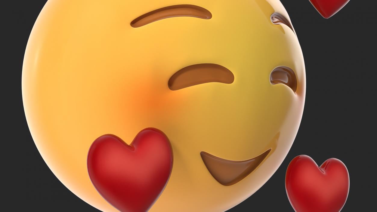 3D Smile Emoji With Hearts model