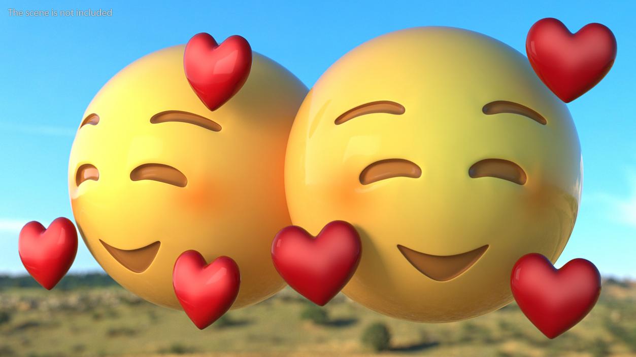 3D Smile Emoji With Hearts model