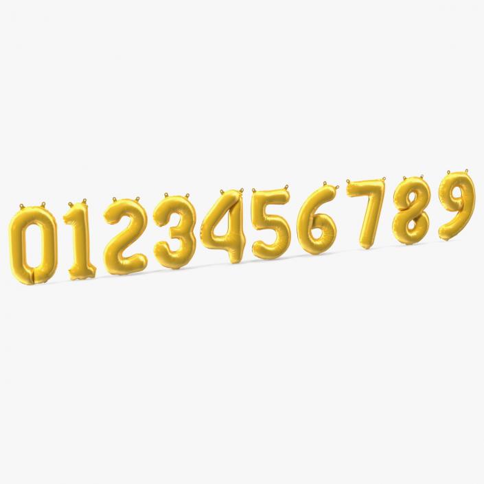 Balloon Numbers Set Gold 3D model