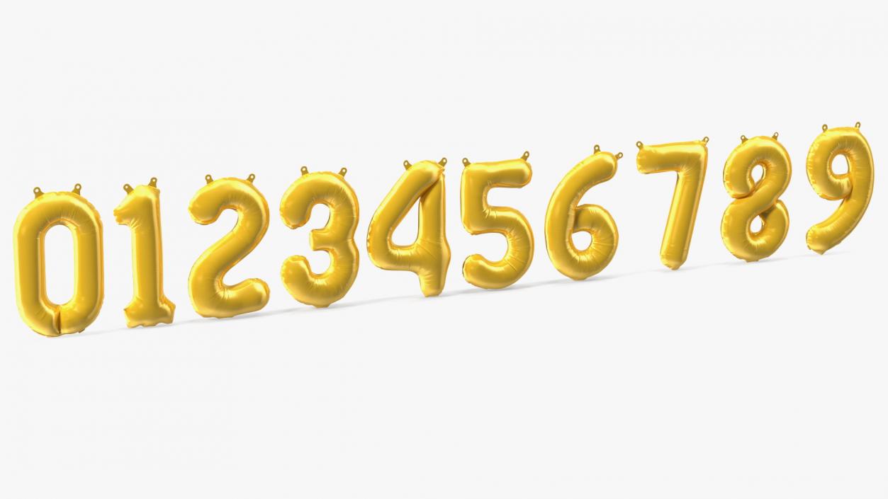 Balloon Numbers Set Gold 3D model