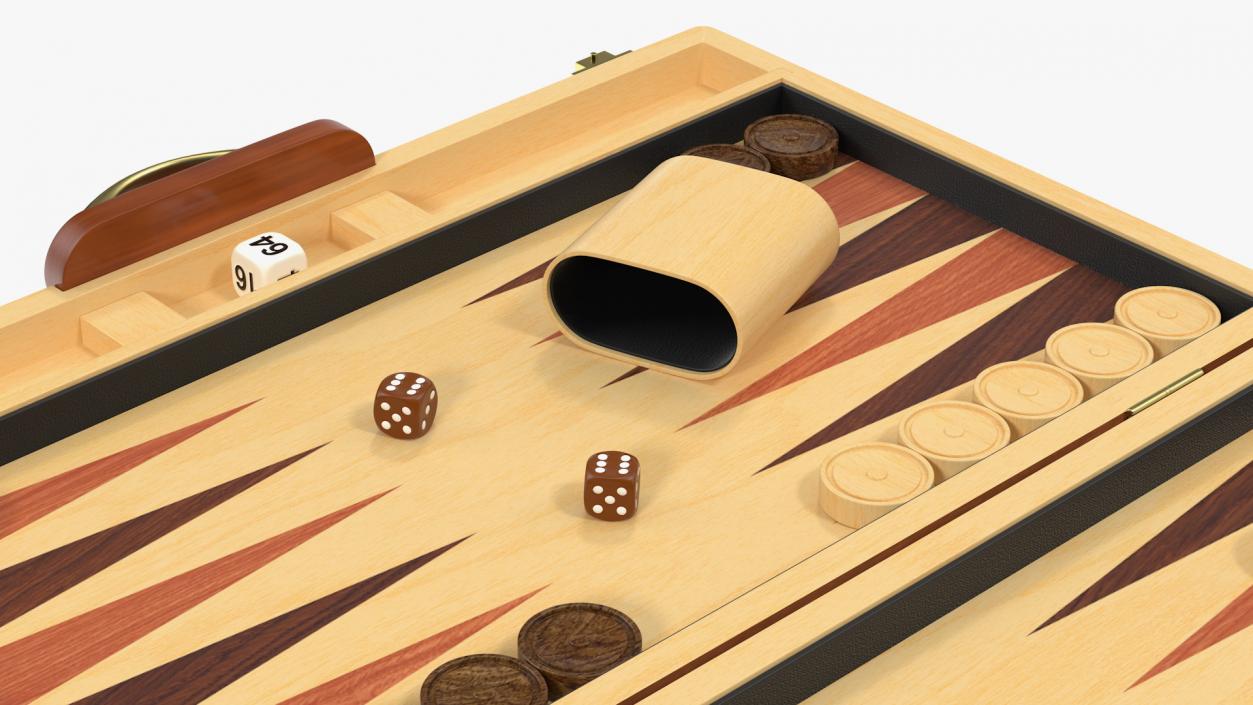 3D model Vintage Wooden Backgammon