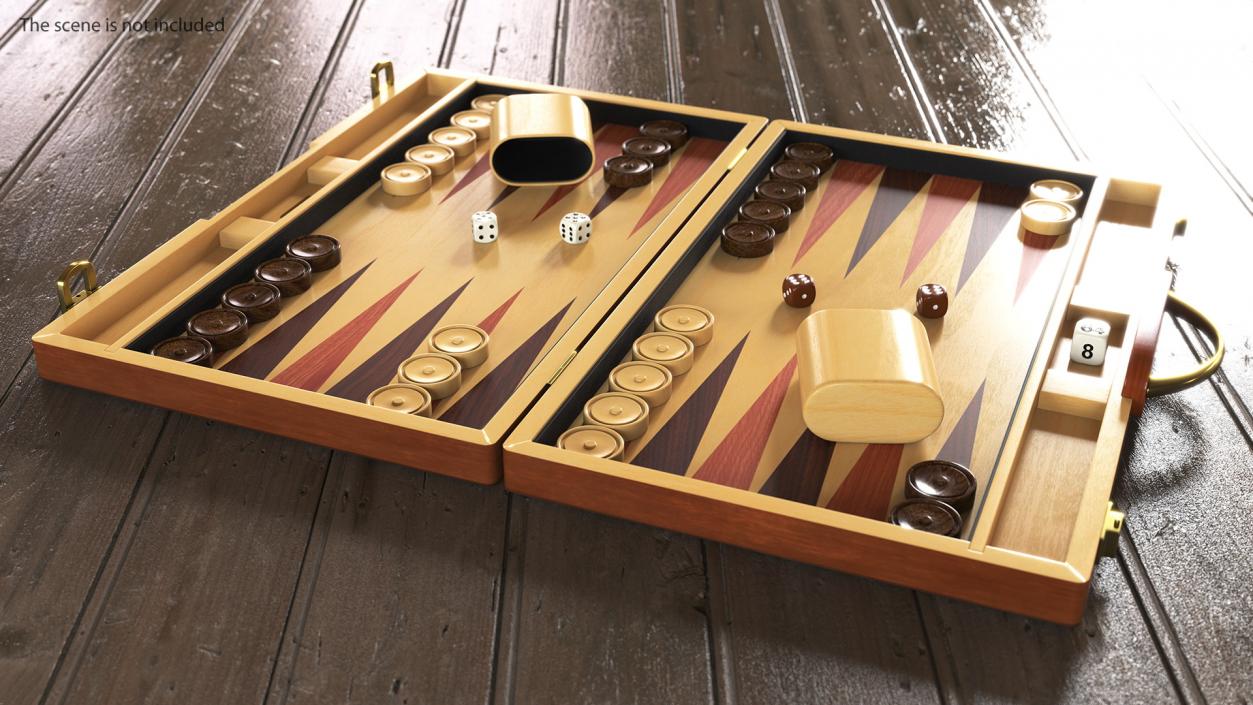 3D model Vintage Wooden Backgammon