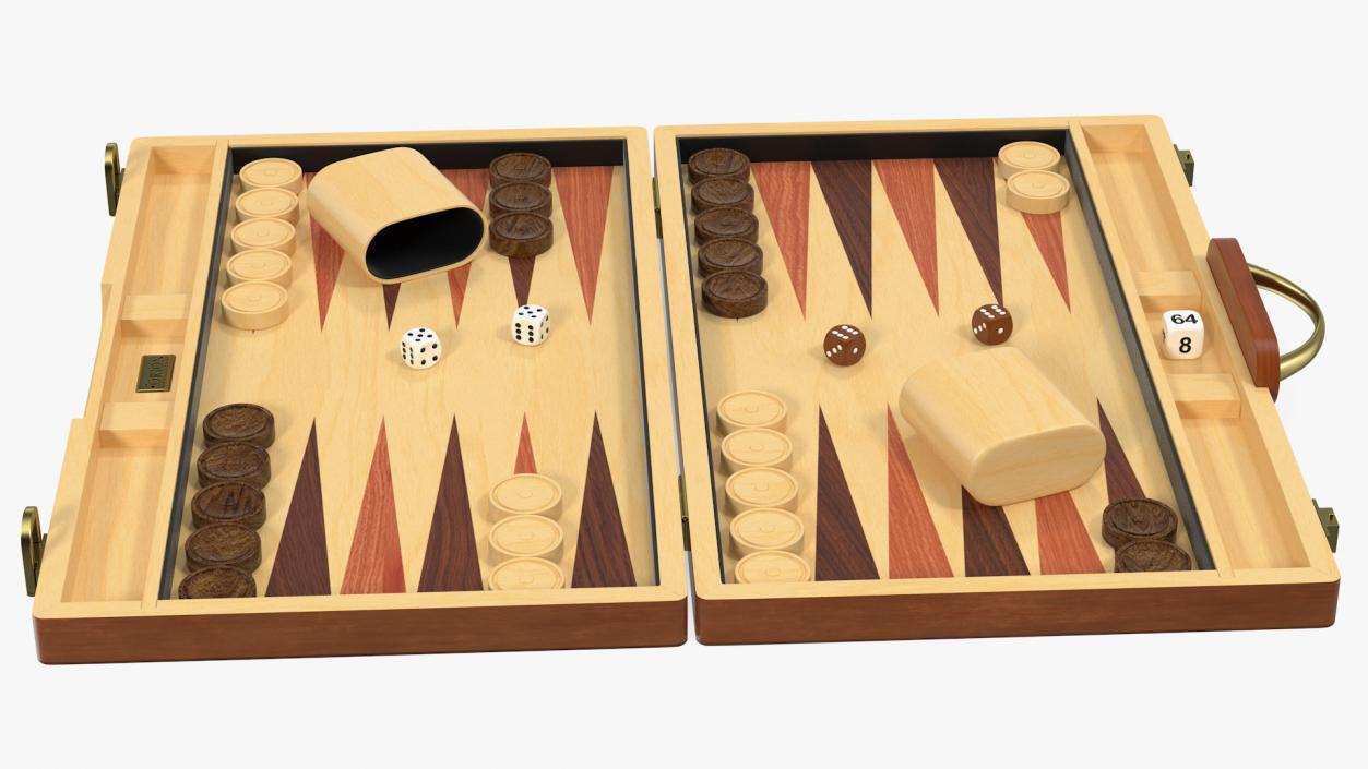 3D model Vintage Wooden Backgammon