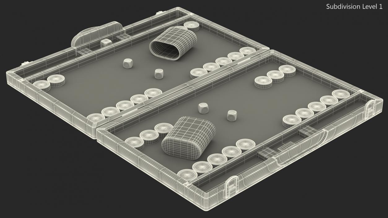 3D model Vintage Wooden Backgammon