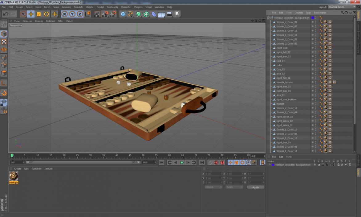 3D model Vintage Wooden Backgammon