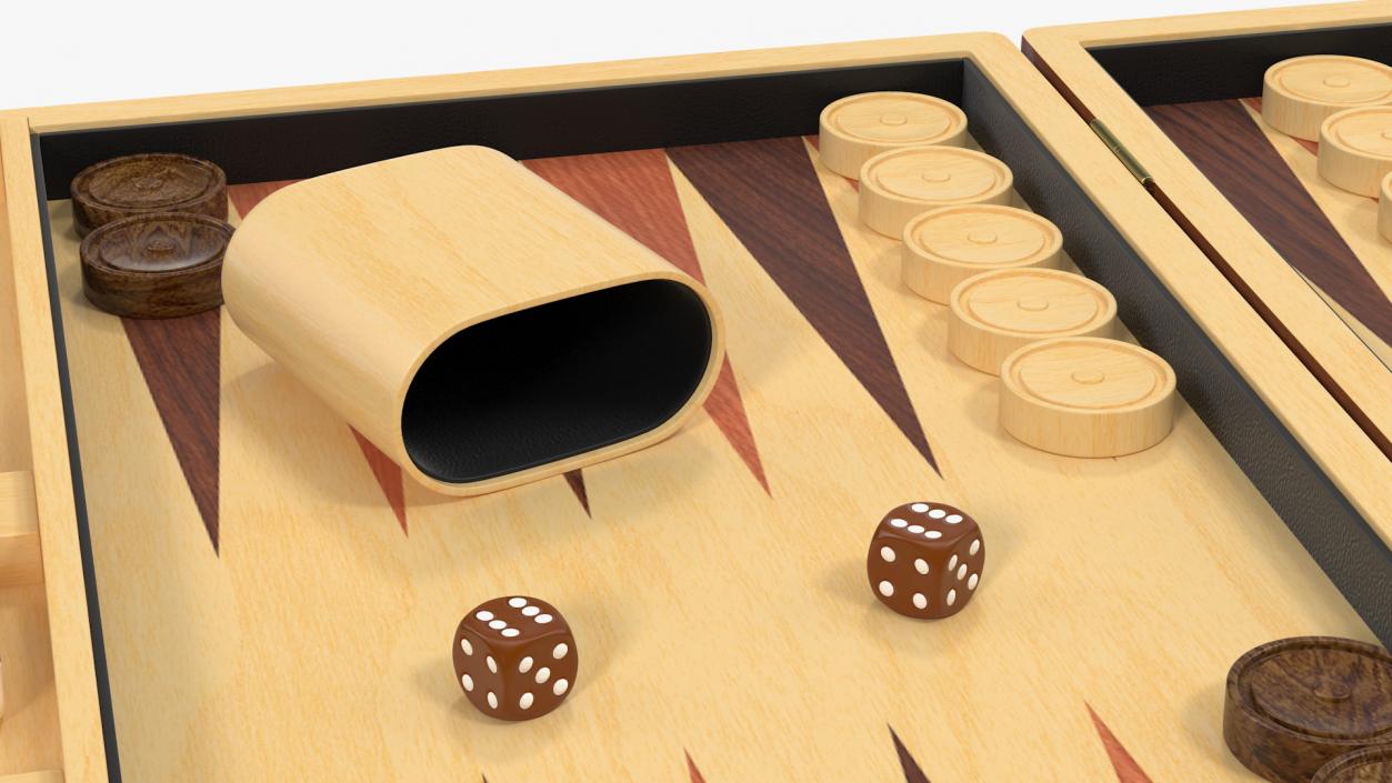 3D model Vintage Wooden Backgammon