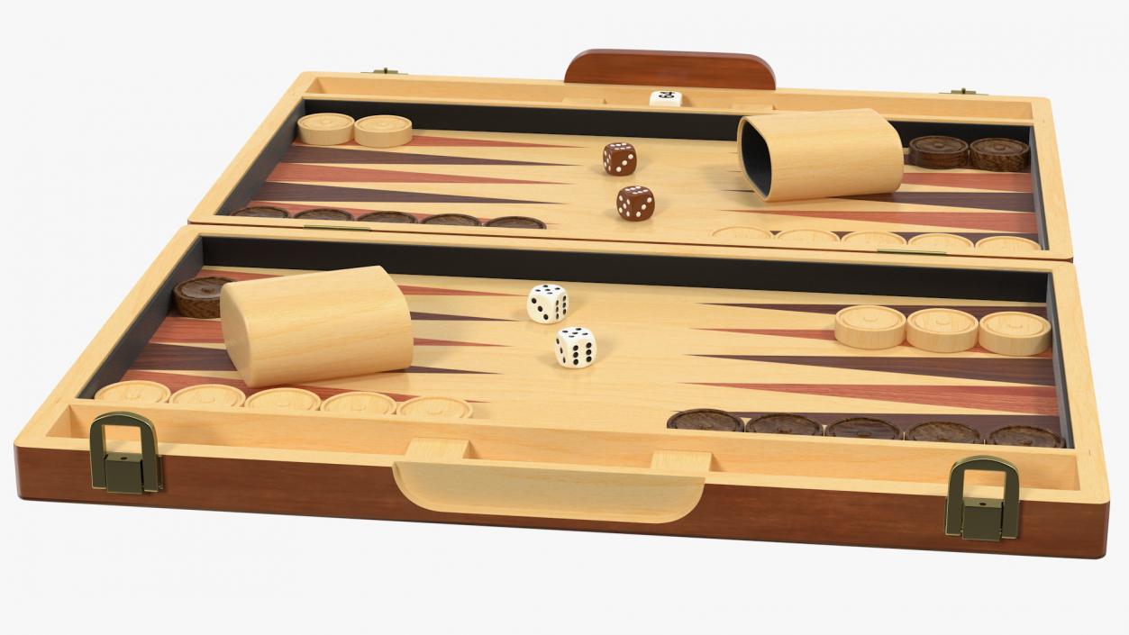 3D model Vintage Wooden Backgammon