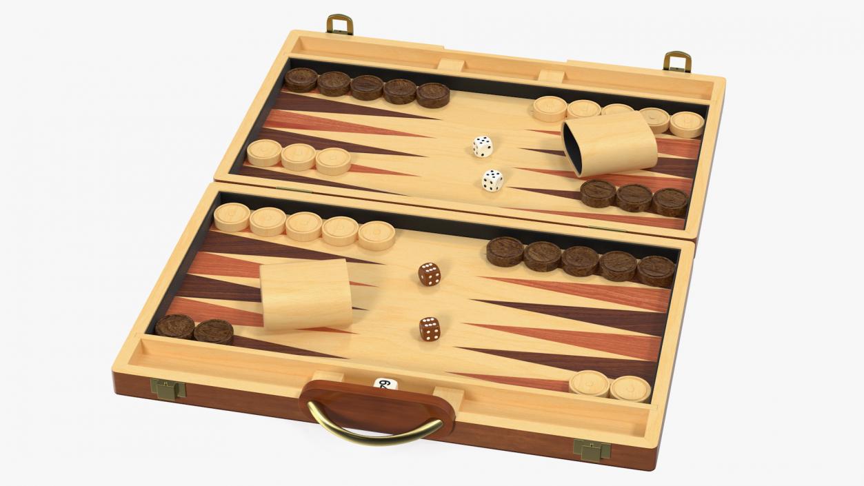 3D model Vintage Wooden Backgammon