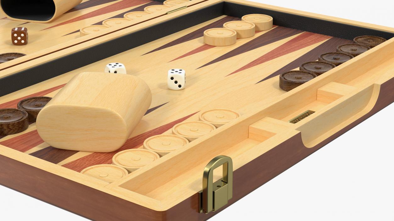 3D model Vintage Wooden Backgammon