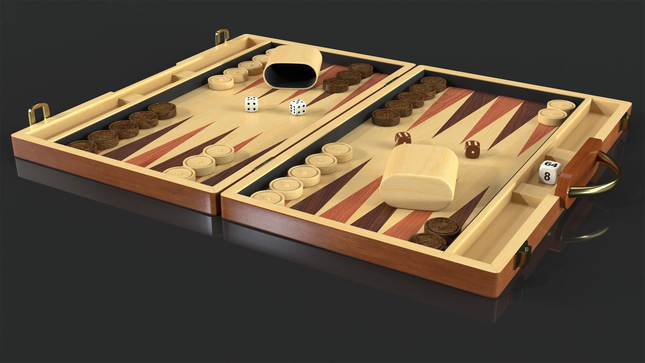 3D model Vintage Wooden Backgammon