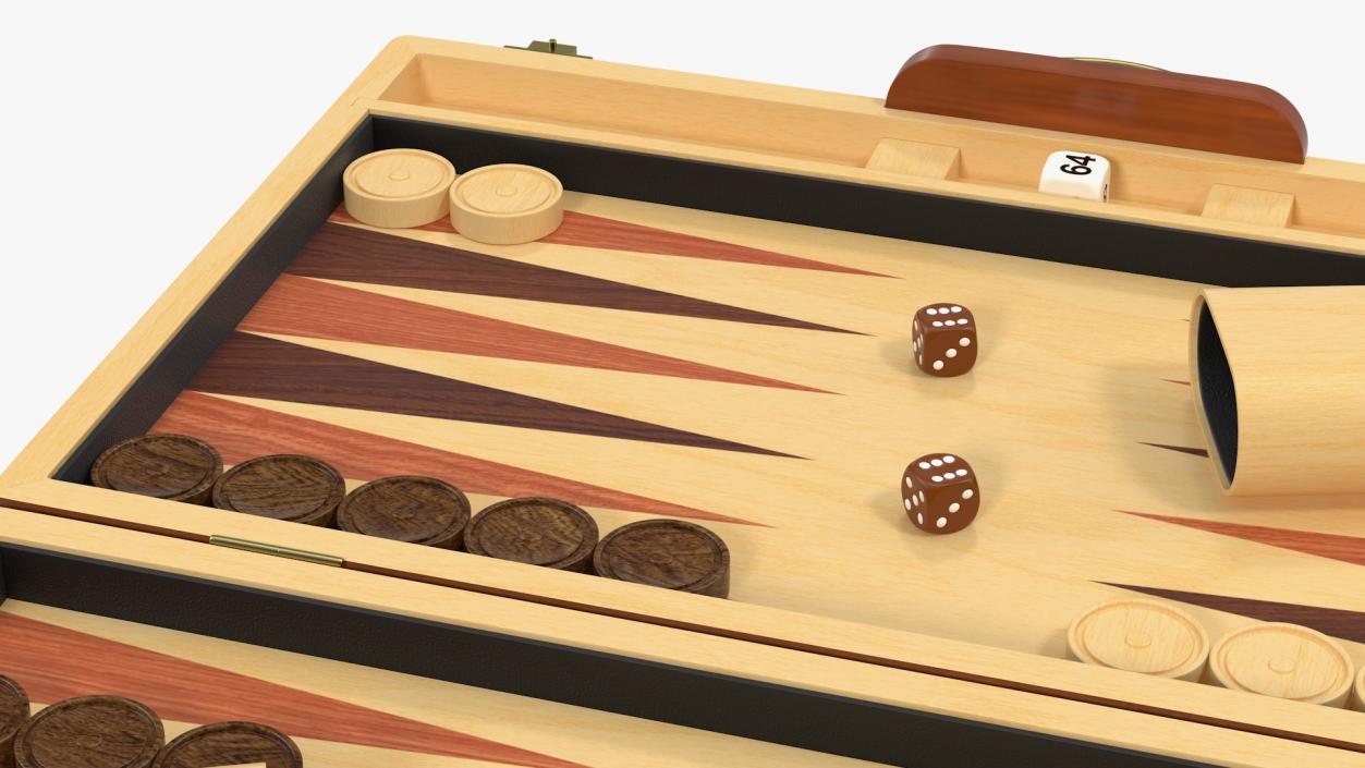 3D model Vintage Wooden Backgammon