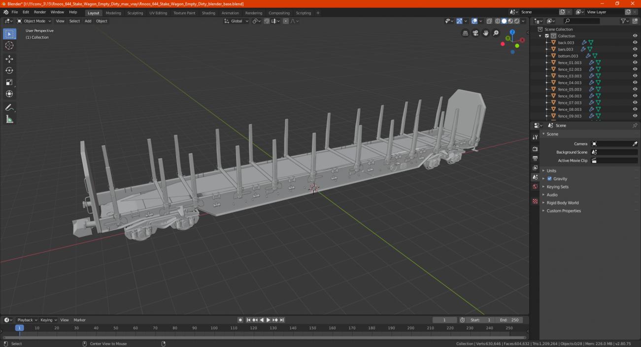 3D Rnoos 644 Stake Wagon Empty New